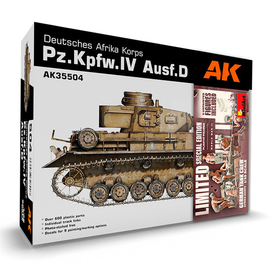 AK Interactive 1/35 Pz.Kpfw.Iv Ausf.D Afrika Korps +5 Figures German Tank Crew Afrika Korps