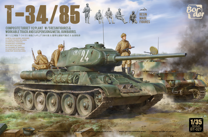 Border Model 1/35 T34-85 Composite Turret 112 Plant W/ 5 Resin Figures, Workable Tracks, And Metal Gunbarrel