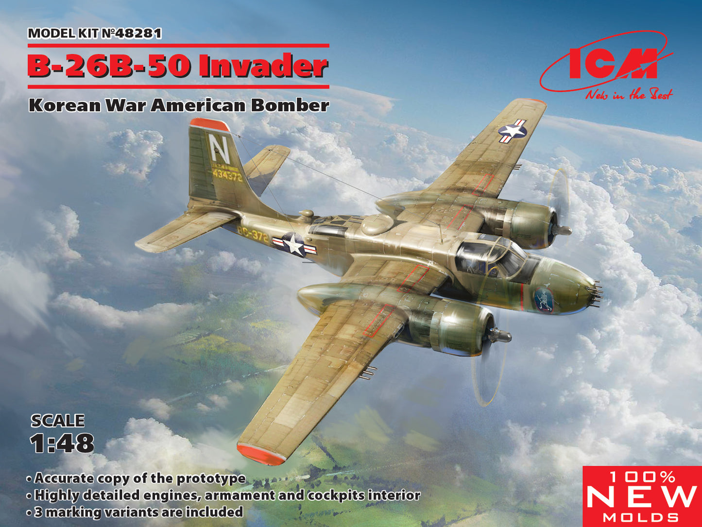 ICM 1/48 B-26B-50 Invader, Korean War American Bomber (100% New Molds)