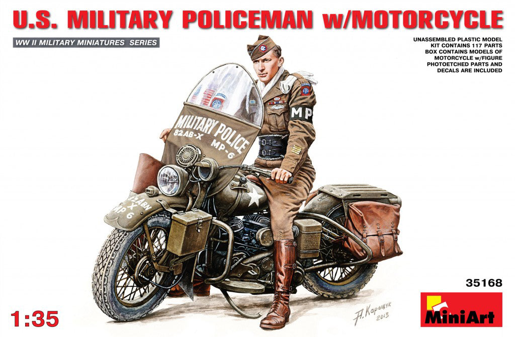 Miniart 1/35 US Military Policeman With Motorcycle