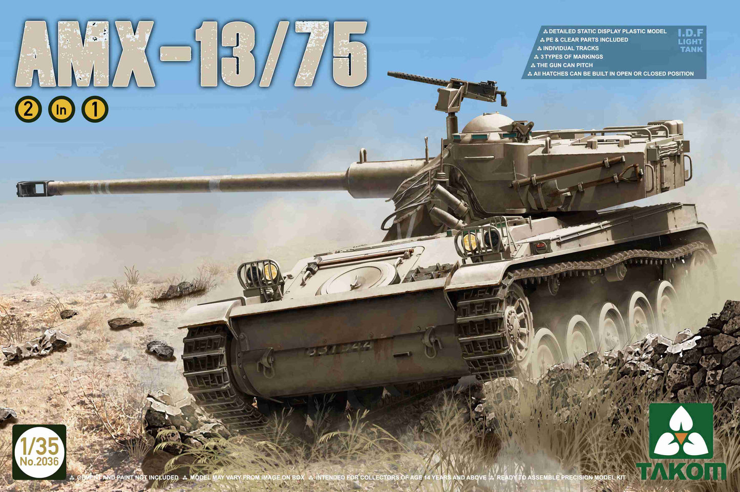 Takom 1/35 I.D.F Light Tank AMX-13/75 (2 In 1)