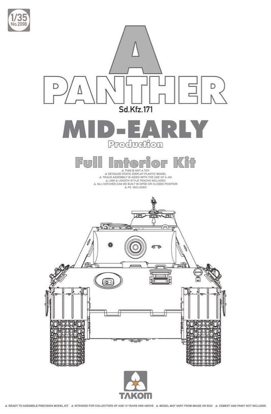 Takom 1/35 Sd.Kfz. 171 Panther Ausf. A Mid-Early Production (Full Interior Kit)