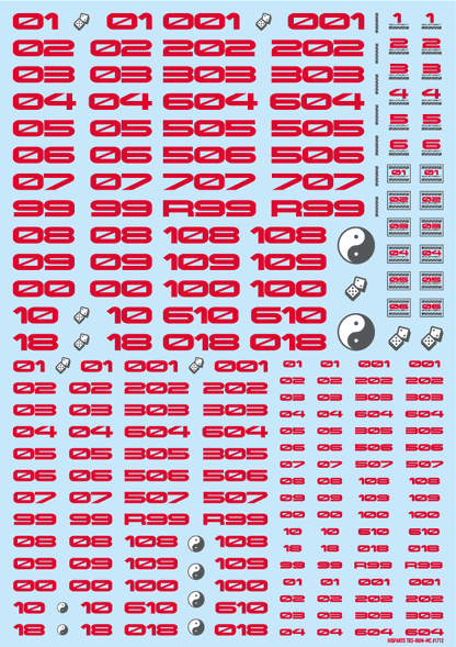 HiQ Parts TR Decal 3 Number Red (1pc)