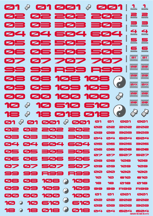 HiQ Parts TR Decal 3 Number Red (1pc)