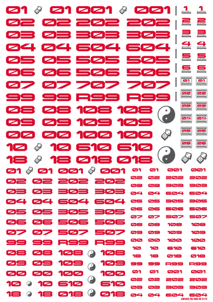 HiQ Parts TR Decal 3 Number Red (1pc)