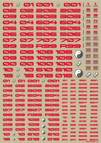 HiQ Parts TR Decal 3 Number Red (1pc)