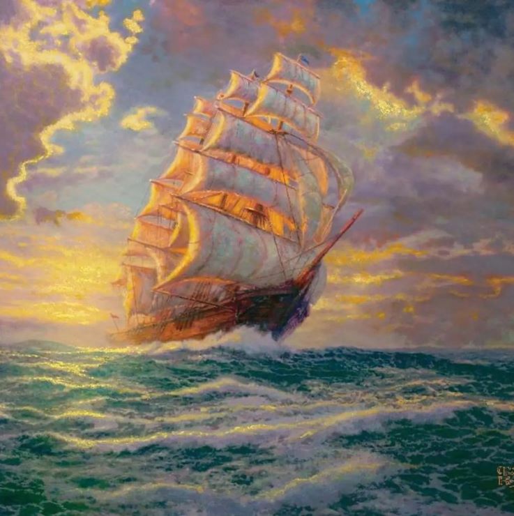 Courageous Voyage Sailing Ship Paint by Number (12"x12")