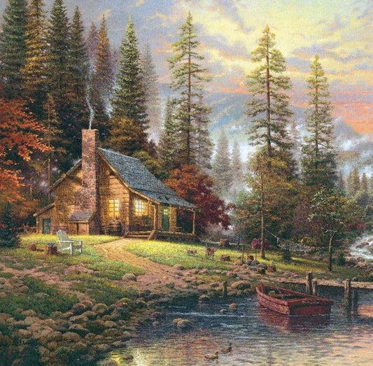 Peaceful Retreat Cabin Paint by Number (12"x12")