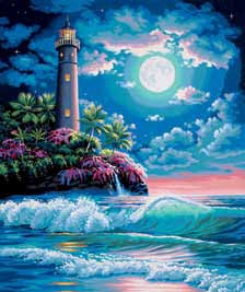 Lighthouse in Moonlight Paint by Number