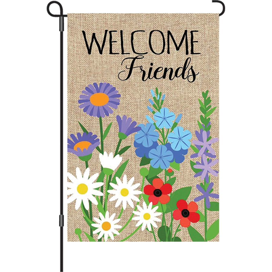 Welcome Friends Flowers Garden Flag