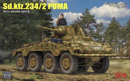 Rye Field Model 1/35 Sd.Kfz.234/2 Puma with Engine Parts